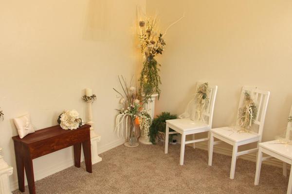 Seating in the Wedding Chapel at Pennington Place in Walsenburg